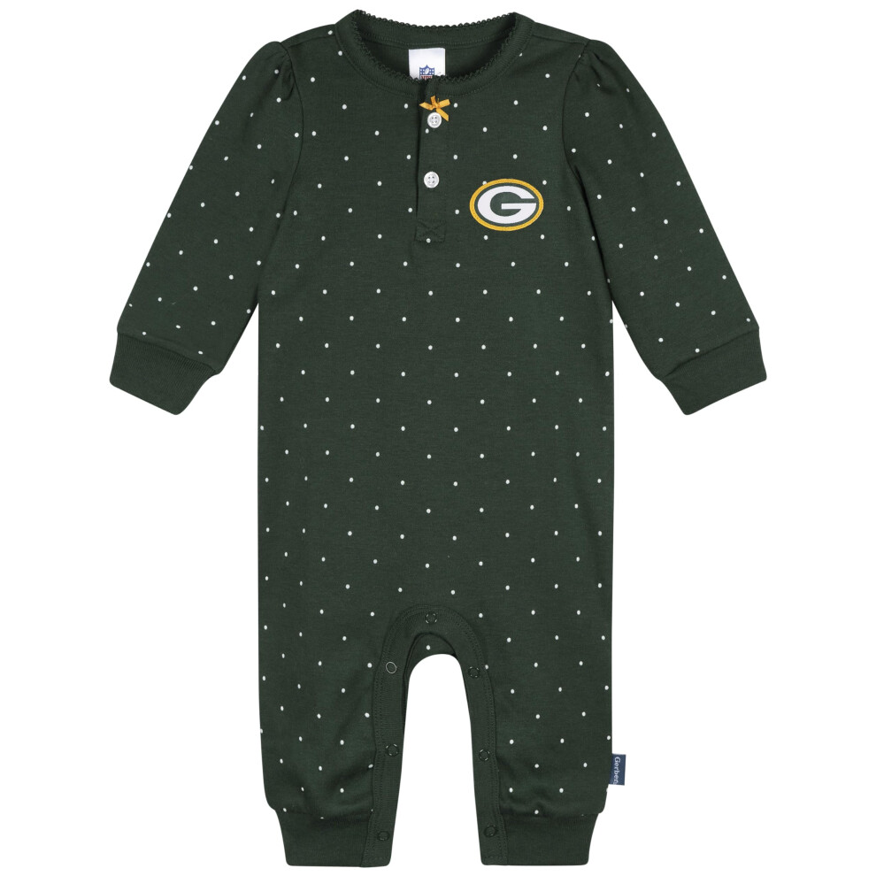 Photos - Other Trainers Gerber Baby Girls' NFL Team Footless Coverall Packers 6-9 Months PK259833PKR 