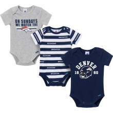 Gerber Baby Boys' NFL 3-Pack Onesie Bodysuit Broncos 0-3 Months