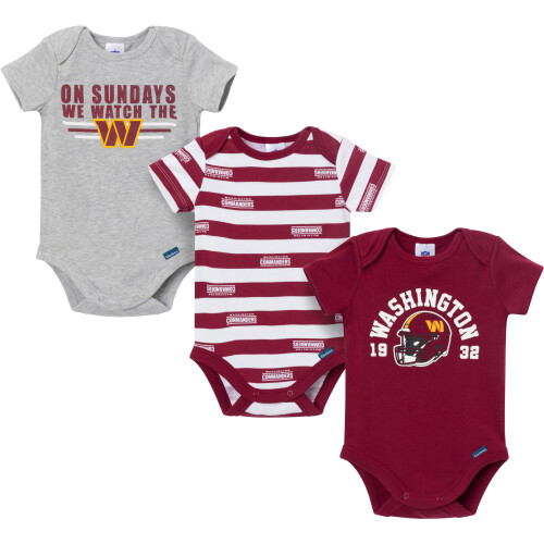 Gerber Gerber NFL 3er-Pack Einteiler fr Babys, Jungen, Washington Commanders NFL 3er-Pack, 6 Monate