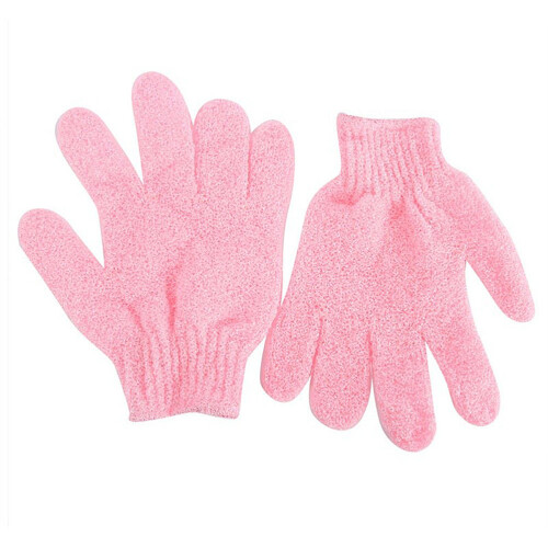 2 duschpeeling-badhandschuhe aus nylon, pink