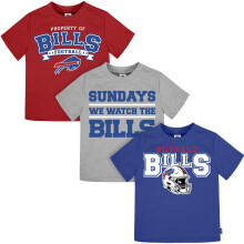 Gerber Unisex Baby NFL Korte Mouwen Team Fan T-Shirt, 3-Pack, Bills, 3T
