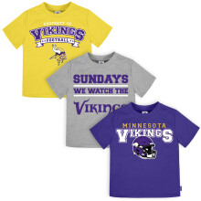 Gerber Unisex Baby NFL Korte Mouw Team Fan T-shirt, 3-Pack, Vikings, 5T