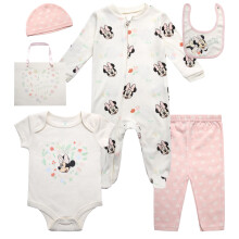 Disney Newborn Baby Girl Pojkklder - 7 delar Musse Pigg Nalle Puh Haklapp Onesie Overall Beanie Byxor Presentpse Presentset Storlek 3-6M Minnie