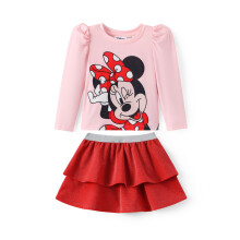 Disney Minnie Mouse Kleinkind Mdchen 2-teiliges Outfit Set Puff Langarm Top & rot glitzernder Rock Set Geburtstagsparty Kleid Herbst Winter Kleidung