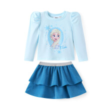 Disney Frozen Elsa Kleinkind Mdchen 2-teiliges Outfit Puff Langarm Top & blau glitzernder Rock Set Geburtstagsparty Kleid Herbst Winter Kleidung 56