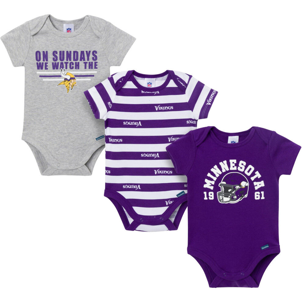 Gerber Baby Boys' Nfl 3-Pack Onesie Bodysuit Vikings Nfl 3-Pack6 Months