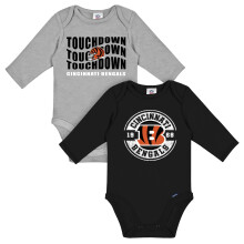Gerber Baby NFL 2-Pack Lange Mouwen Rompertjes, Bengals, 0-3 Maanden