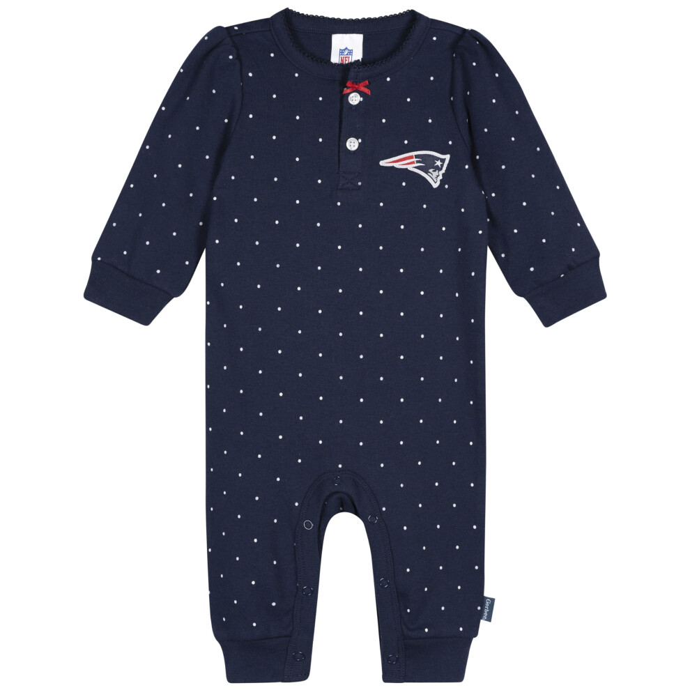 Gerber Baby Girls' NFL Team Footless Coverall Patriots 6-9 Months-image-OPC-PM8VQNC-NEW