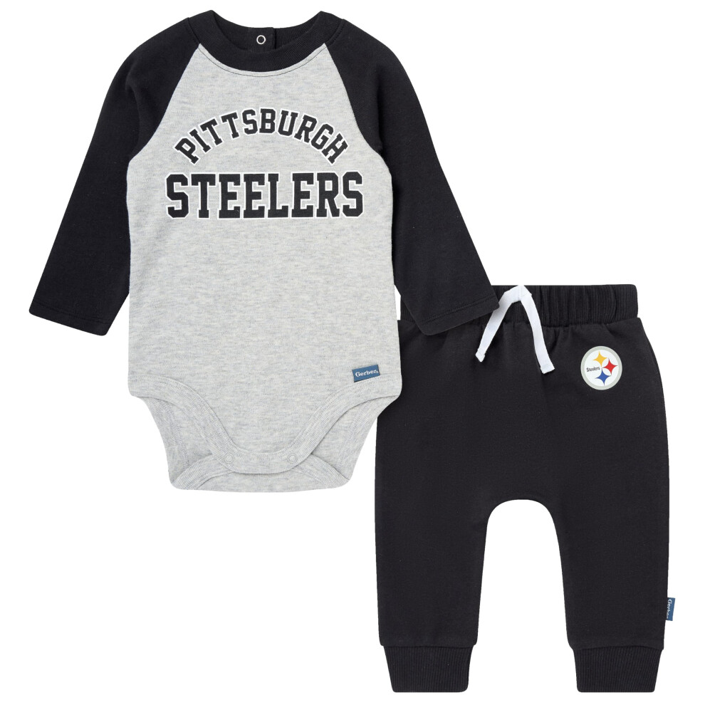 Gerber Baby Nfl Onesie Bodysuit And Jogger Set Steelers 6-9 Months