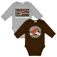 Gerber Baby NFL 2-Pack Lange Mouwen Onesie Bodysuit, Browns, 18 Maanden