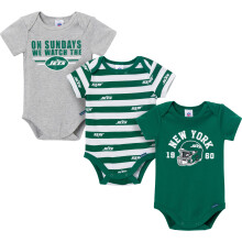 Gerber Baby Boys' NFL 3-Pack Onesie Bodysuit Jets 0-3 Months