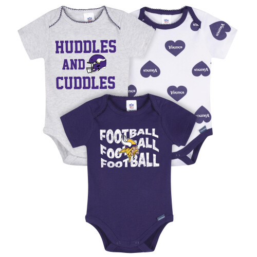 Gerber Gerber Meisjes NFL 3-Pack Romper Bodysuit, Vikings, 18 Maanden