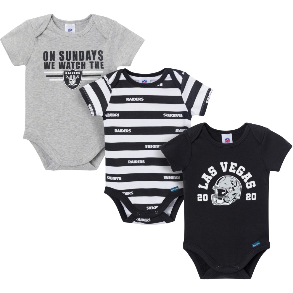 Gerber Baby Boys' Nfl 3-Pack Onesie Bodysuit Raiders Nfl 3-Pack6 Months