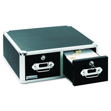 Vaultz Locking 4 x 6 Index Card Kaappi, Double Drawer Black (VZ01395)