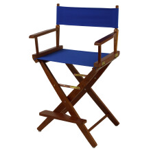 American Trails Extra-Wide Premium 24"""" Director's Chair Mission Oak Frame with Royal Blue Canvas Counter Height