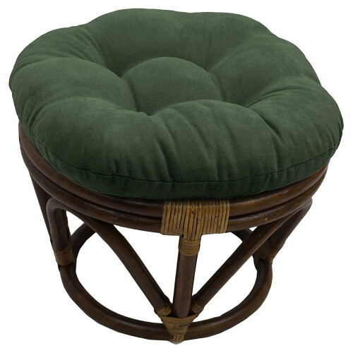 International Caravan Rattan Ottoman met Micro Suede Kussen 1