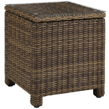 Crosley Furniture Bradenton All Weather Rattan Wicker Outdoor Side Table for Patio, Deck, Porch, Brown