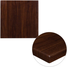 Flash Furniture Glenbrook - Mesa cuadrada de resina de nogal brillante de 24.0 in con borde abatible de 2.0 in de grosor