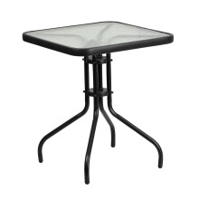 Flash Furniture Barker 23,5'' quadratischer Metalltisch aus gehrtetem Glas
