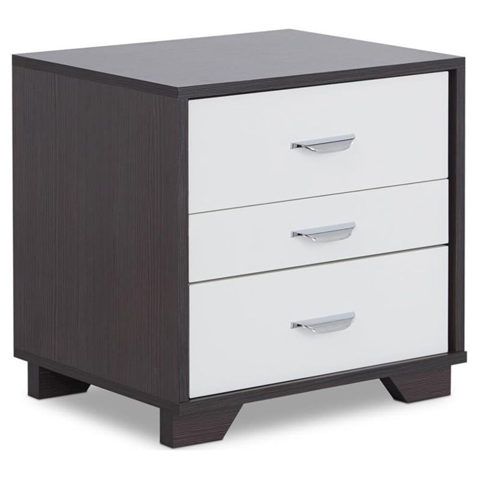 Photos - Bedroom Set ACME Eloy Wooden Nightstand with 3 Drawers and Wooden Frame in White and Black White,Black AC-97342