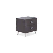 Mesita de noche rectangular Benzara de madera y metal de Elms Marrσn/Cromo