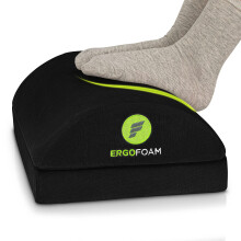 ErgoFoam Adjustable Foot Rest Under Desk for Added Height - Large Premium Velvet Soft Foam Footrest for Desk - Most Comfortable Desk Foot Rest in