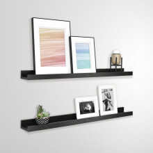 MCS Picture Richel Room Decor zwevende plank zwart houtnerf 35 inch set van 2