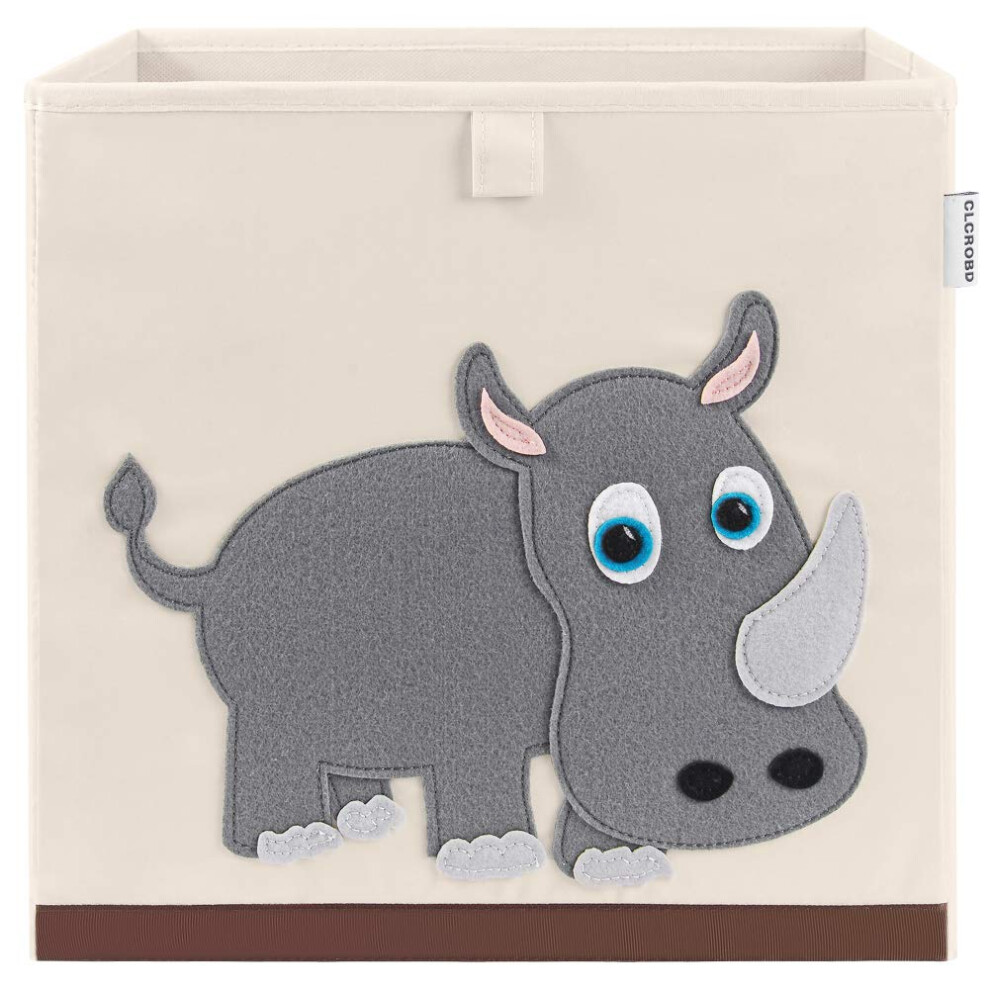 Foldable Animal Cube Storage Bins Fabric Toy Box/Chest/Organizer For Kids Nursery 13 Inch (Rhino) Clcrobd