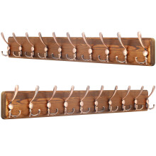 SKOLOO Coat Rack Wall Mounted - 38.3'' Long Pack of 2 Wooden Heavy Duty Rustic Coat Hooks for Wall Wall Coat Rack with 10 Triple Hooks for Hangi