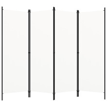 vidaXL - Modern industriell 4-panels rumsavdelare i krmvit - Fristende kompakt och enkel frvaring Pulverlackerad jrnram och tygskrm 78,7""""x7
