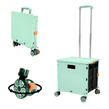 Opvouwbare gereedschapswagen Draagbare rolkrat Handkar Winkelwagen Opvouwbare 4 draaibare wielen met duurzame, robuuste kunststof telescopische h