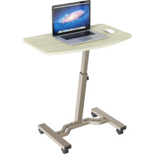 SHW Mobiele Hoogte Verstelbare Laptop Rolling Cart, Hoogte van 71 cm tot 84 cm, Maple