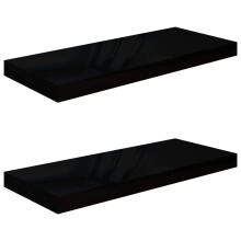 vidaXL Wandplanken, 2 stuks in Hoogglans Zwart, 23.6"x9.3"x1.5", Honingraat MDF met Metalen Frame