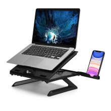 SIIG Laptopstand, Ergonomische Verstelbare Riser, Smartphonehouder & Ventilatie, Draagbaar voor 10" tot 17"