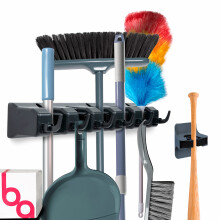 Porte-balai combin 5 fentes avec 1 pince vadrouille auto-adhsive, organisateur d'outils montage mural sans perage pour cuisine, garage,