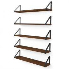 Wallniture Ponza flydende hylder til v?g 24"""" flydende bogreol Tr? v?ghylder til sovev?relse indretning Valn?d S?t med 5
