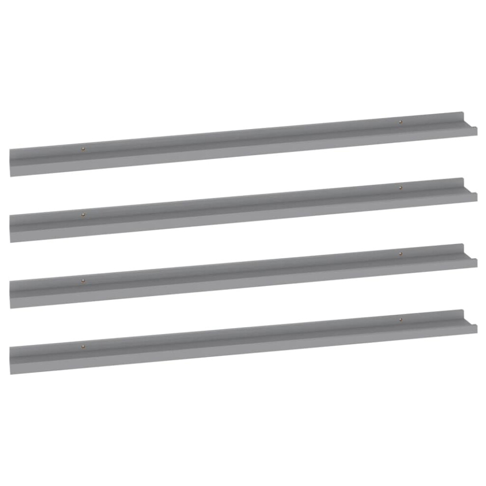 Vidaxl 4X Wall Shelves Grey 115X9x3 Cm Hanging Display Racks Furniture Home