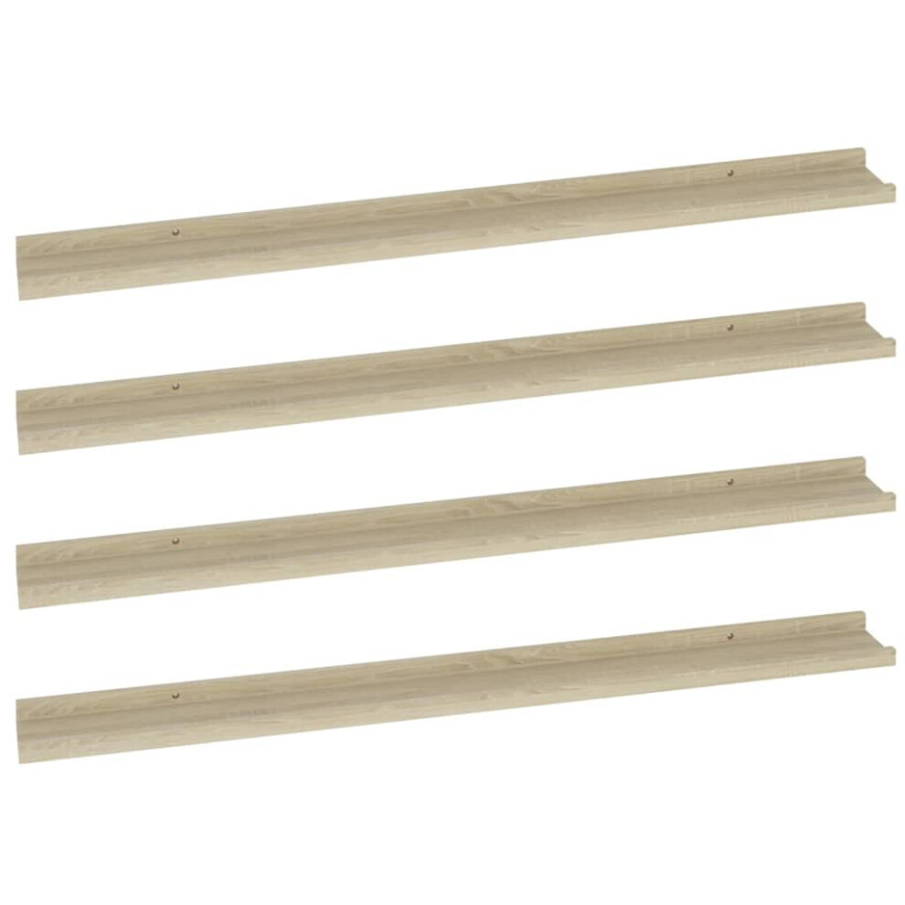 Vidaxl 4X Wall Shelves Sonoma Oak 100X9x3 Cm Hanging Display Racks Furniture
