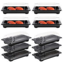 100 sushi-verpackungsbox to-go mitnahmebehälter schwarz