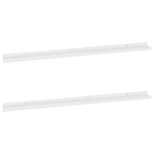 vidaXL 2x Wall Shelves High Gloss White 115x9x3 cm Hanging Display Racks Home