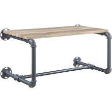 ACME Brantley Metalen Wandrek met Houten Plank in Eiken en Zandgrijs