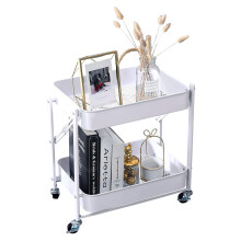 Melody House 2-Tier Vouwbare Metalen Rolkar, Mobiele Opslagwagen voor Kantoor en Keuken