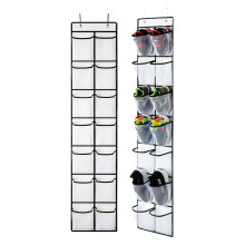 KEEPJOY Over de deur schoenenorganizer, hangende schoenenorganizer met 4 haken, schoenenhouder met 14 mesh-vakken, kastdeur, schoenenopbergtas (wit-2