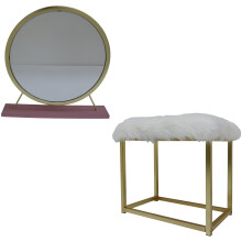 Acme Adao Make-up Spiegel & Krukje in Neppels Bont Roze & Gouden Afwerking