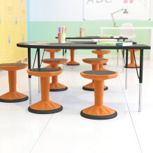 Flash Furniture Carter Sgabello attivo per bambini regolabile in altezza - Sgabello arancione flessibile per aula e casa - Fondo antiscivolo - Se