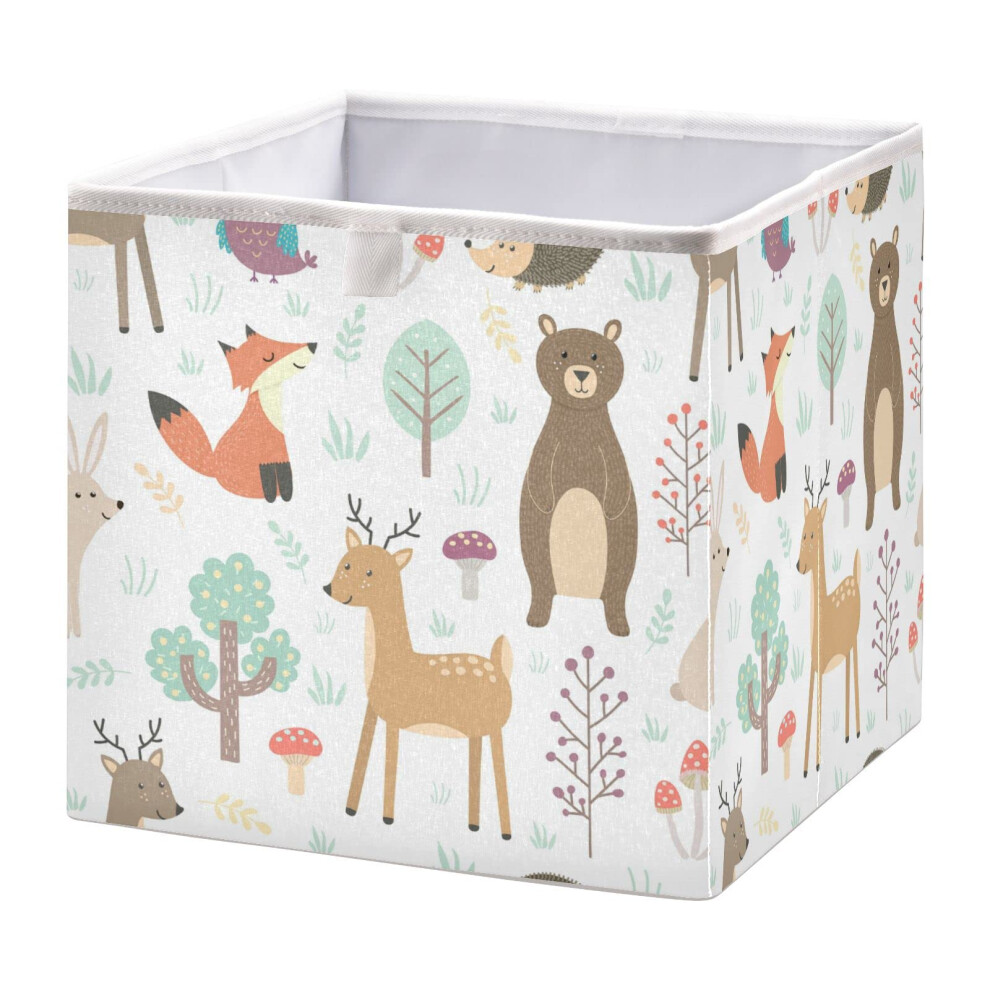 Forest Animals Storage Bins Cube Foldable Storage Baskets Bin Waterproof Home Organizer With Handles Basket For Toy Nursery Blanket Clothes 11 Kigai