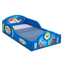 Baby Shark Plastic Slaap- en Speelbed met Beveiligingsrails, Blauw
