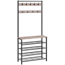 HOOBRO Hall Tree Coat Rack with Shoe Rack Hall Tree with Bench 5 Tier Shoe Storage Organizer with 9 Hooks for Entryway Closet Sturdy Industrial
