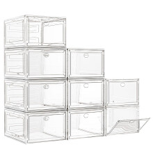 7 Code Groer transparenter Schuhkarton-Organizer? Dickeres Material? Stronger Schuhkarton mit magnetischer Tr, stapelbare Schuhaufbewahrungsbox fr