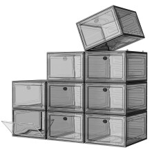 7 Code Groer transparenter Schuhkarton-Organizer? Dickeres Material? Stronger Schuhkarton mit magnetischer Tr, stapelbare Schuhaufbewahrungsbox fr
